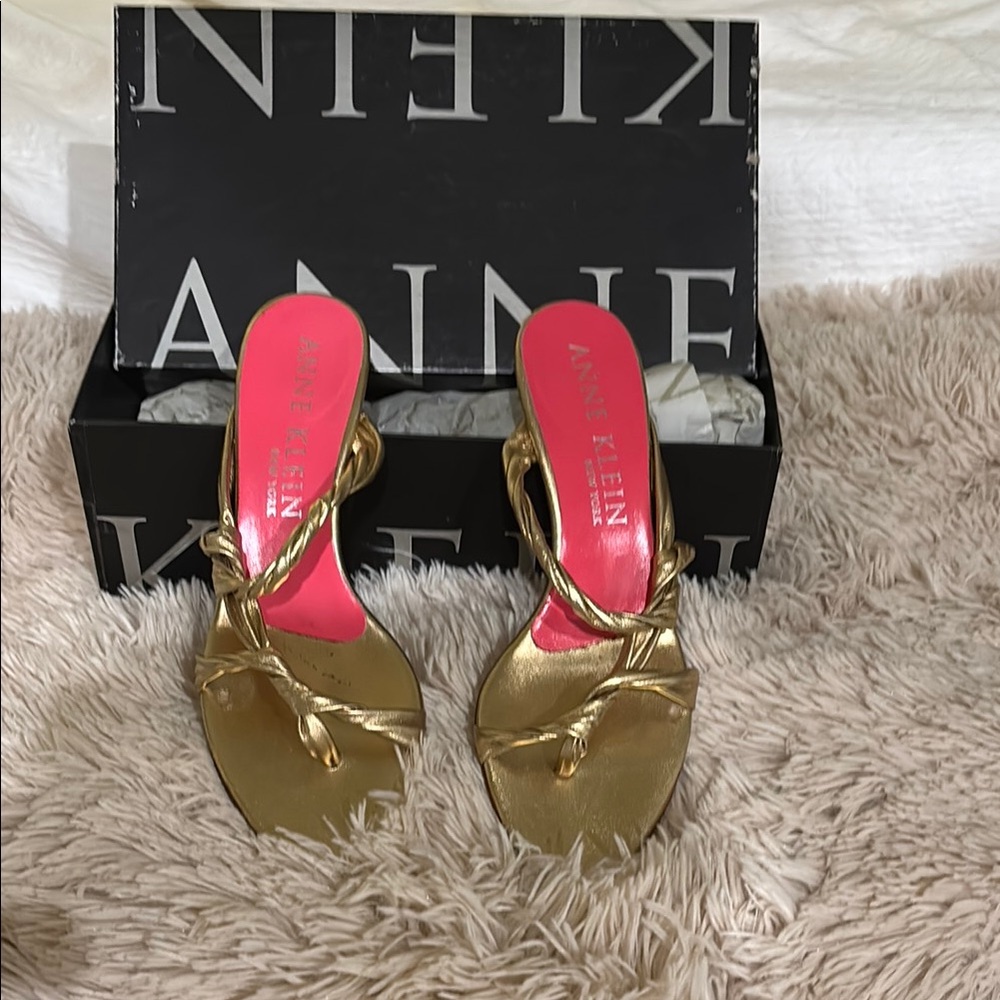 Anne Klein Gold Heels with Luxurious Metallic Finish